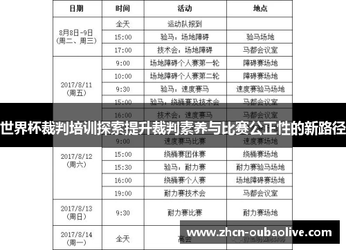 世界杯裁判培训探索提升裁判素养与比赛公正性的新路径