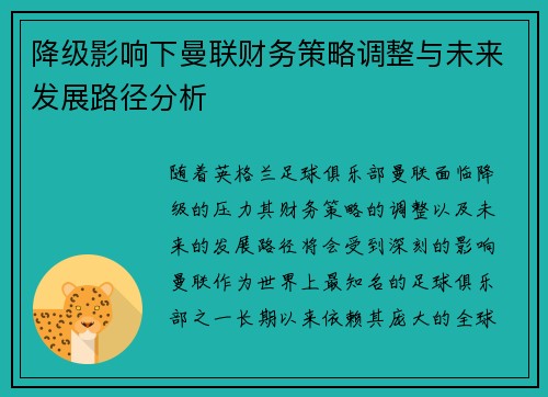降级影响下曼联财务策略调整与未来发展路径分析